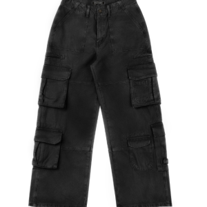 Home 4 DirtyCoins Casual Baggy Cargo Pants Black Wash
