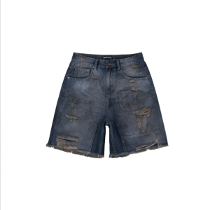 Home 9 Double Knee Shorts Distressed Blue Wash