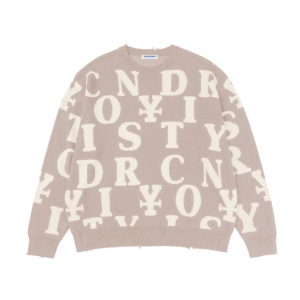 Home 12 Letters Monogram Knit Sweater - Tan