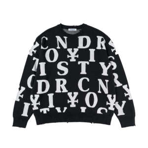 Letters Monogram Knit Sweater - Black
